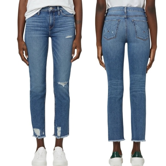 NWT HUDSON Midrise Nico Crop Straight Distressed Jean Size 24 - Picture 1 of 6